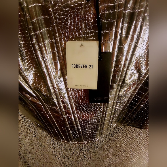 NWT Metallic Faux Croc Corset Top - Picture 3 of 4